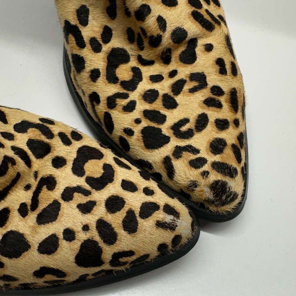 Steve Madden Patricia Heeled Ankle Boots Leopard Print Calf Hair Bootie Size 7.5 - Picture 5 of 11